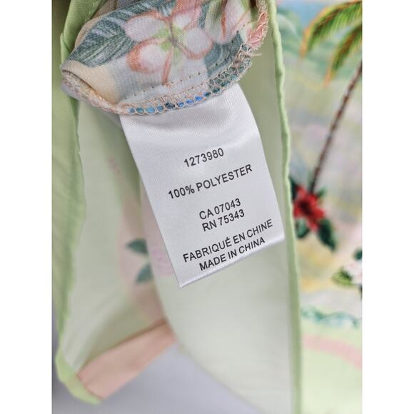 Rachel Zoe Women XS Tropical Beach Satin Feel Button Short Sleeve Shirt Vacation - Picture 6 of 6